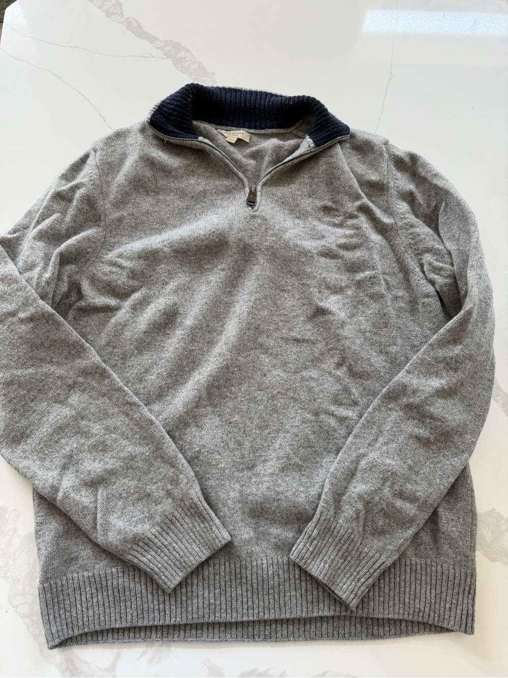 authentic Burberry Merino Wool Half Zip Knit sweater XL